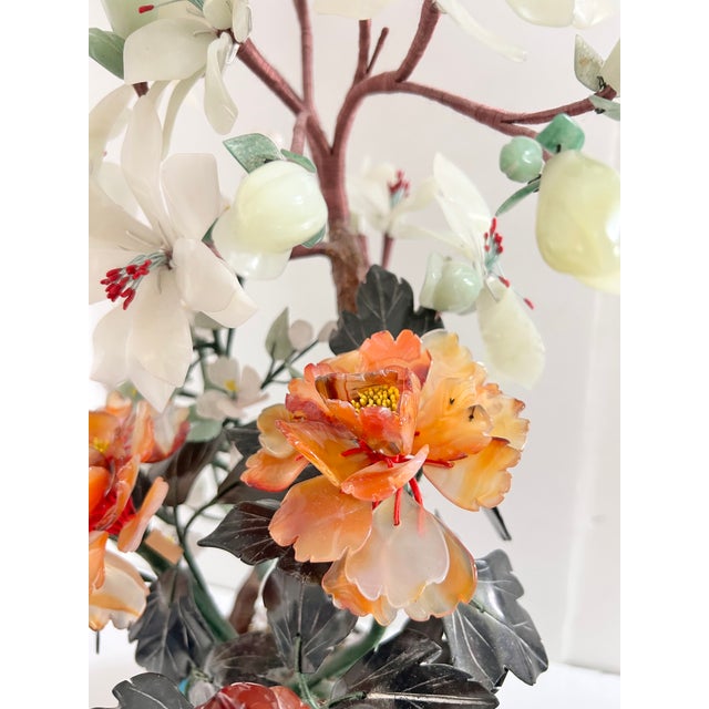 Large Vintage Chinese Hardstone Bonsai Tree in Cloisonné Planter For Sale - Image 13 of 16