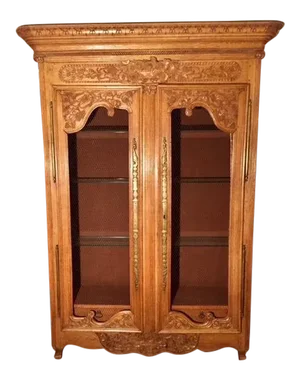 19th Century French Carved 2 Door Chicken Wire Vitrine