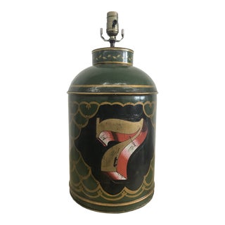 Late 19th Century Victorian Style Tole Tea Canister Lamp For Sale