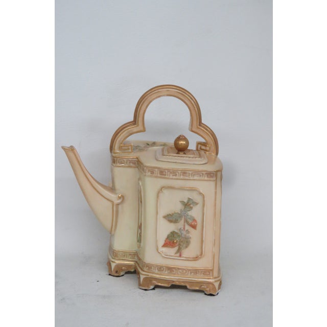 Abstract Royal Worcester Hand Painted Flowers Gilt Small Teapot 4624b For Sale - Image 3 of 16
