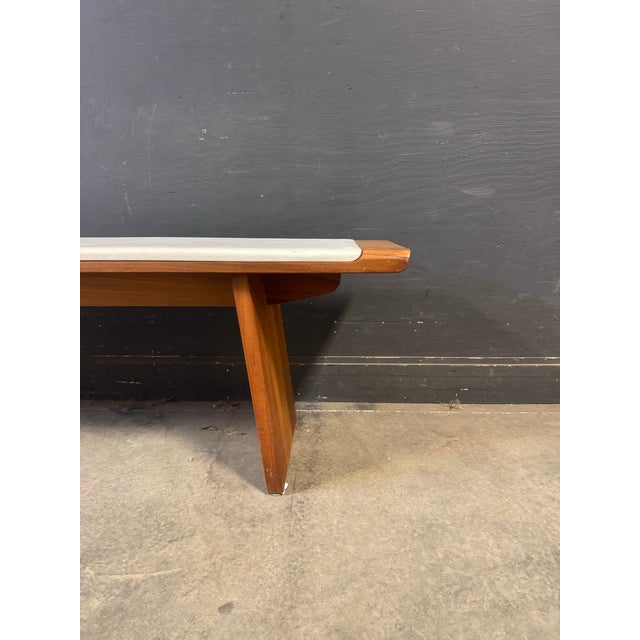 1970s Mid Century Modern Danish Teak and Leather Bench For Sale - Image 12 of 12
