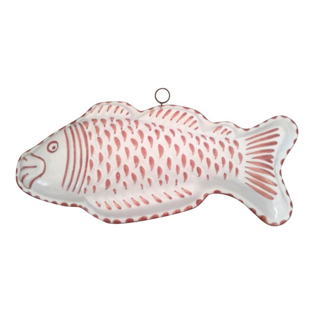 Bassano Abc Ceramiche Italy Rust White Decorative Fish Mold Decor Vintage 1960s For Sale