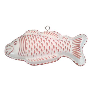 Bassano Abc Ceramiche Italy Rust White Decorative Fish Mold Decor Vintage 1960s