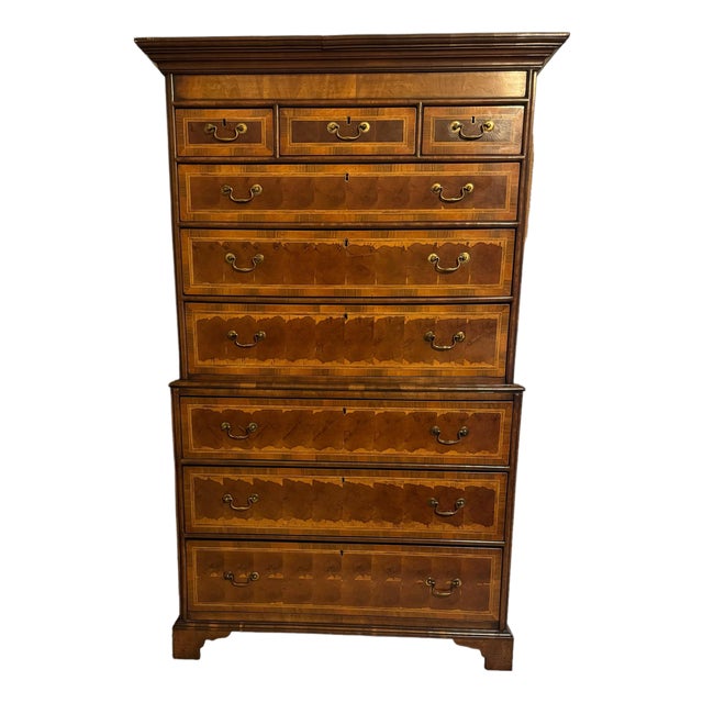 George I Oyster-Veneered Walnut Chest on Chest (Tallboy), C. 1720–1740 For Sale