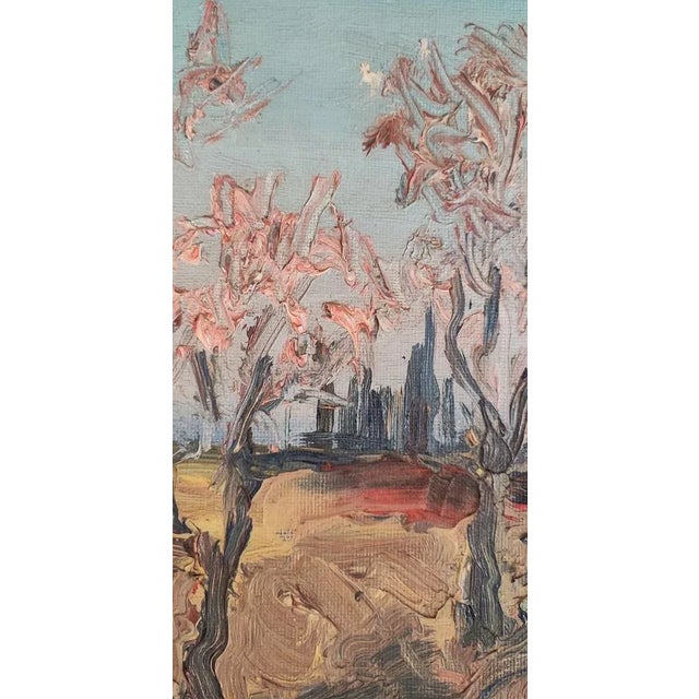 S.M., Paysage Fleuri, 1970s, Oil on Cardboard For Sale - Image 5 of 9