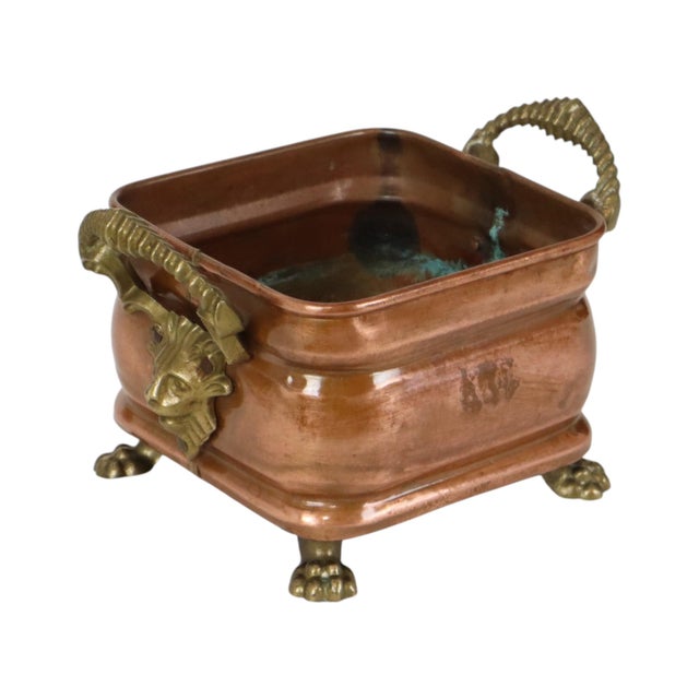 Antique 19th Century Copper Planter with Claw Feet and Lion Heads, 1890s For Sale - Image 13 of 15