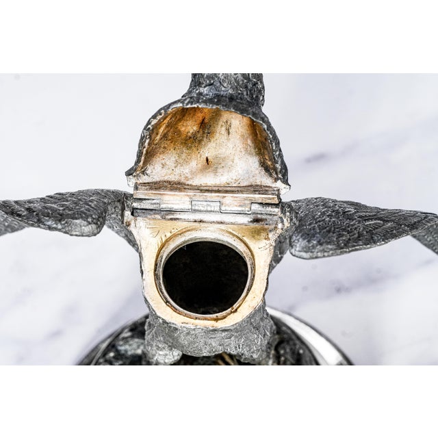 Silver Patriotic American Bald Eagle Antique Victorian Sculpture Statue Desk Inkwell For Sale - Image 8 of 14