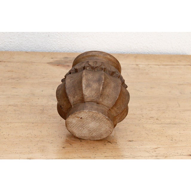 Brown Deep Brown Carved Bulbous Marble Vase For Sale - Image 8 of 9