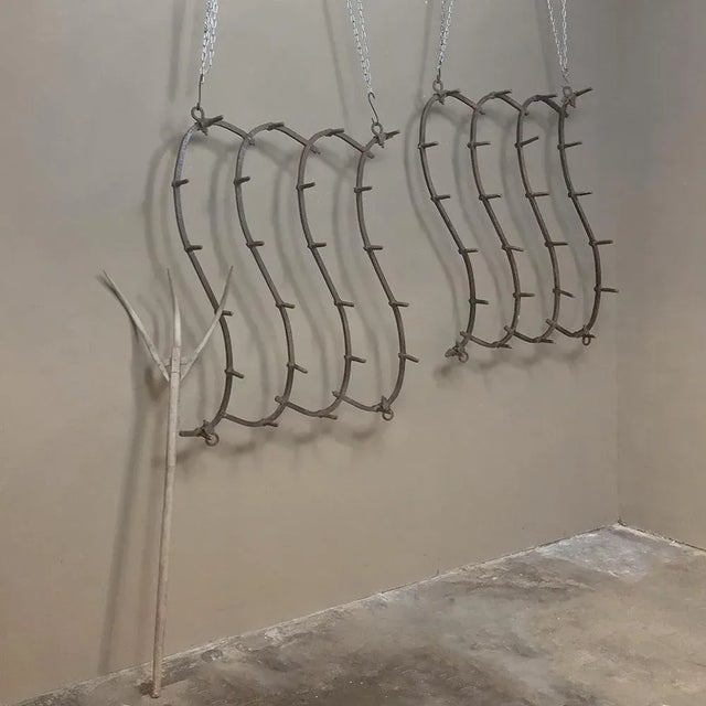 Rustic 19th Century Wrought Iron Soil Aerators Pot Racks - a Pair For Sale - Image 3 of 12