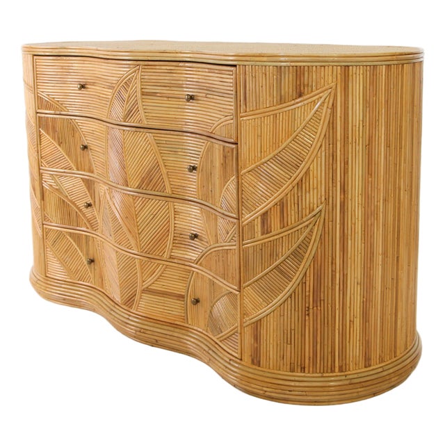 Curved Rattan Chest of Drawers For Sale