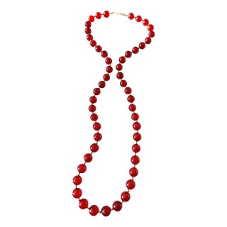Vintage Carnelian Stone and Gold Beads Necklace 15" H For Sale
