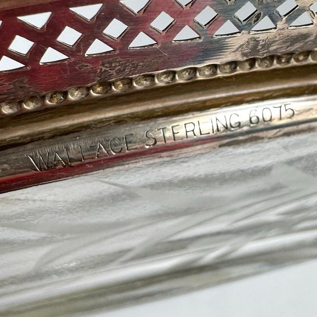 Vintage Wallace Sterling Silver Rimmed Plate Etched Cut Glass Thistle For Sale - Image 11 of 11