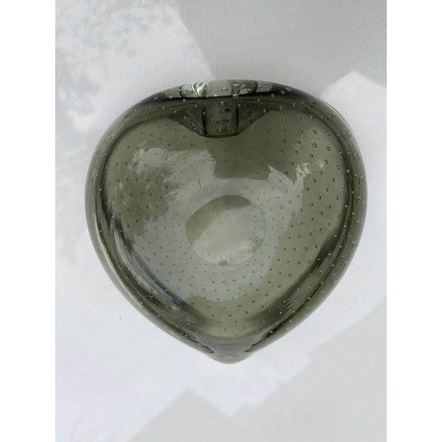 Murano Bubbled Murano Glass Heart-Shaped Bowl For Sale - Image 4 of 5