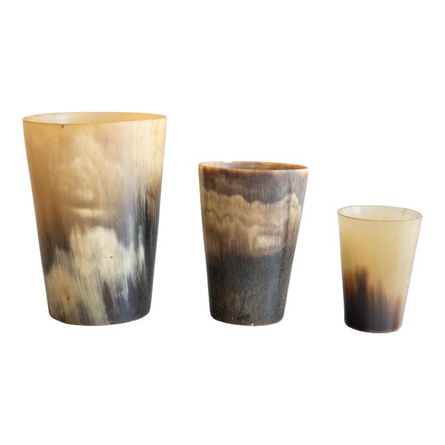 Antique 19th Century English Horn Stirrup Cups - Set of 3 For Sale