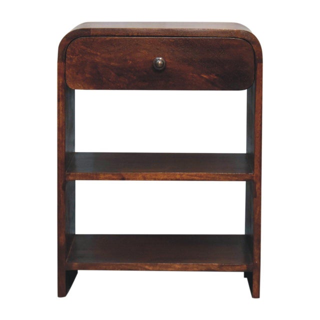 The Chestnut-Finish Mango Wood 1-Drawer Open-Shelf Nightstand brings a refined balance of craftsmanship, character, and...