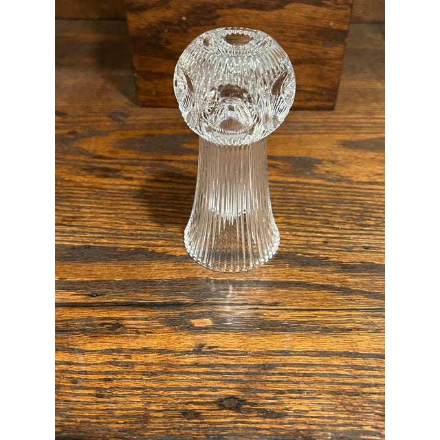 Glass Fostoria Crystal Ribbed Bud Vase With Thumbprint Base For Sale - Image 7 of 11