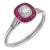 1930s Art Deco Inspired Old Mine Cut Diamond Ruby Target Platinum Ring, Size 6.25 For Sale