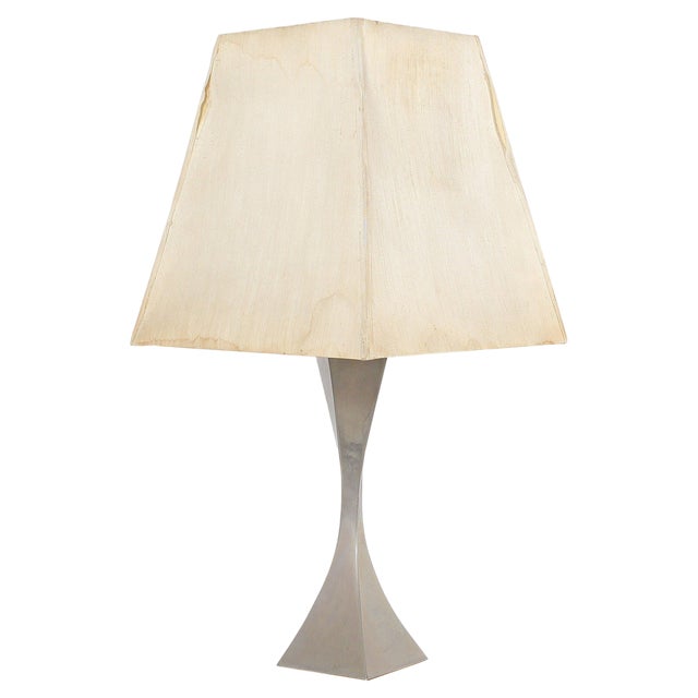 Mid-Century Metal Pyramidal Table Lamp, 1960s For Sale