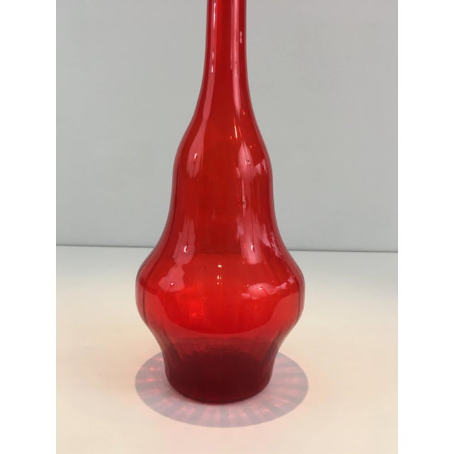 Red Glass Design Bottle, Circa 1970 For Sale - Image 10 of 13