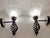 Vintage Wall Lamps with Black Metal Frame and Marbled White Glass Shade by Crestano, 2000s, Set of 2 For Sale - Image 3 of 8