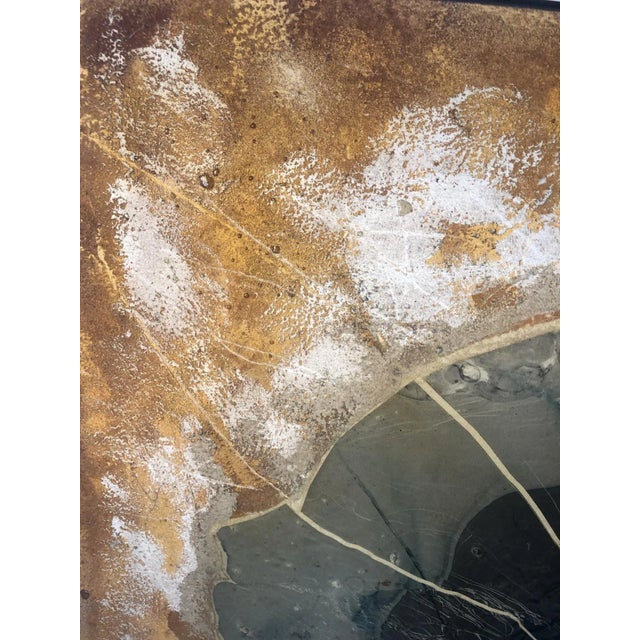 Plastic 1960s Henri Baviera striking Modernist Abstract Painting Titled 'seisme' by Henri Baviera For Sale - Image 7 of 11