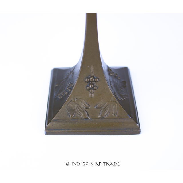 Art Nouveau 1900s Art Nouveau Bronze Candlestick Holder With Grape Design For Sale - Image 3 of 7