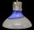 Mid century (c. 1950s) art glass shade pendant light in a conical form. Glass has a beautiful abstract blue and white...
