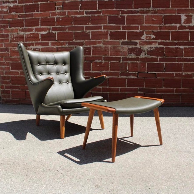 1950s Papa Bear and Ottoman by Hans Wegner for Pp Møbler For Sale - Image 5 of 11