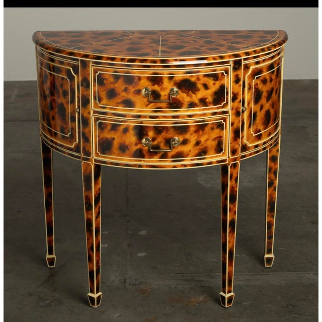 This 1980s faux-Tortoise-Shell console table ‘Trompe L'oeil’ masterpiece is essentially ‘furniture as Art’. Are you...