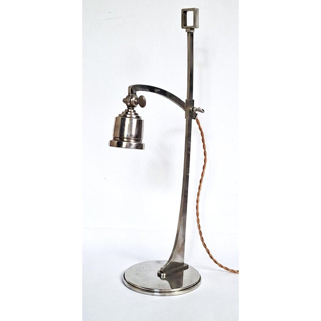 Silver Large Height-Adjustable Table Lamp in the style of Josef Hoffmann for Wiener Werkstätte, 1890s For Sale - Image 8 of 10