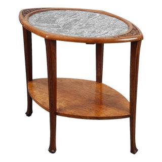 Art Nouveau Side Table in Walnut and Marble, France, 1915 For Sale