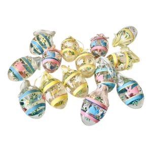 Glass Hand Painted Egg Ornament , S/14