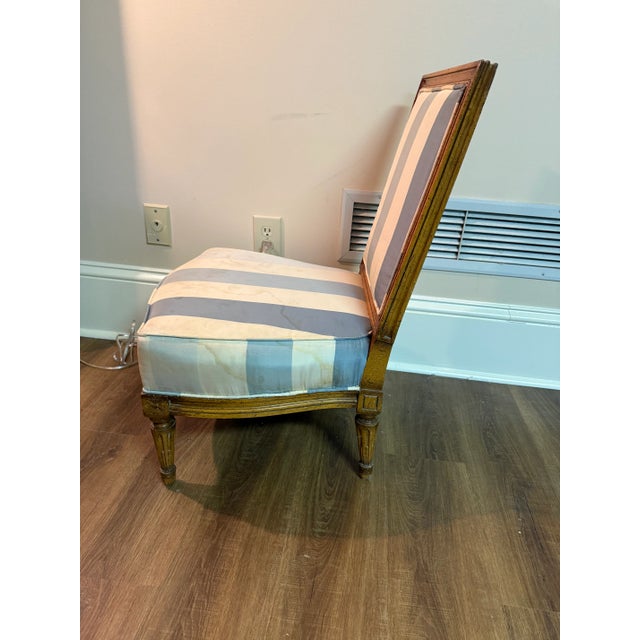 French Petite Striped Chair For Sale - Image 3 of 9