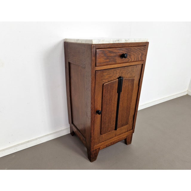 Brown Vintage Art Deco Nightstand with Marble Top, 1930s For Sale - Image 8 of 12