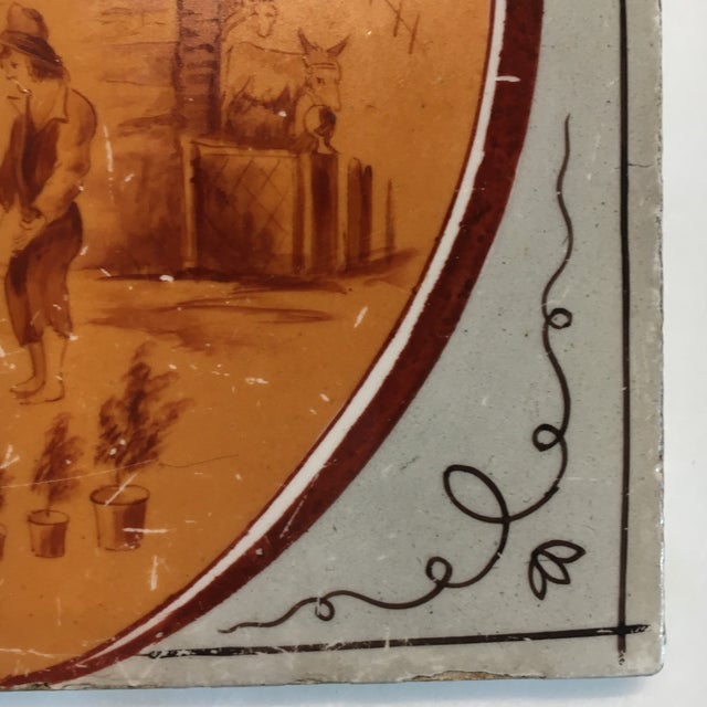 Early 19th Century Early 19th Century Hand Painted Country Scene Tile by Minton For Sale - Image 5 of 7
