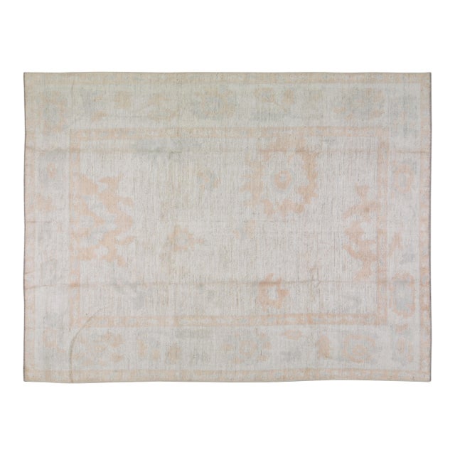 Oushak Hand Knotted Wool Rug, 9'x11'8" For Sale