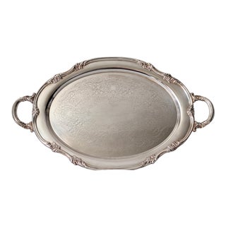 Vintage Reed & Barton Chased Oval Serving Tray For Sale