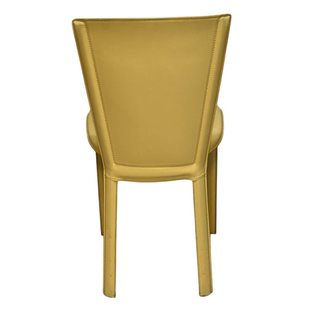 Animal Skin 1990s Set of 6 Yellow Leather Dining Chairs by Arper For Sale - Image 7 of 9