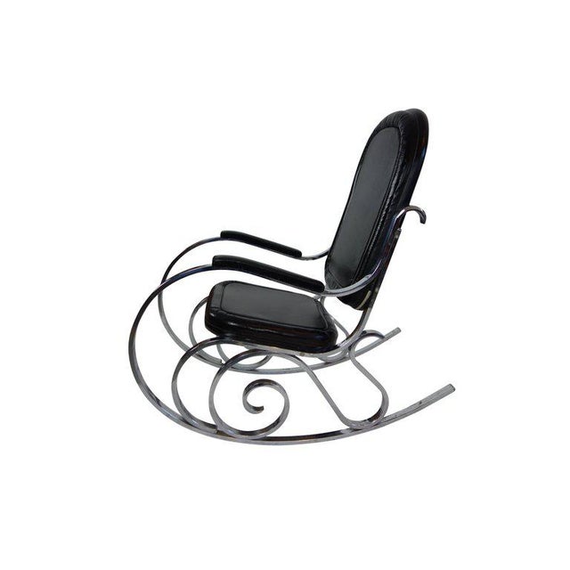Maison Jansen Black Leather Rocking Chair Chairish