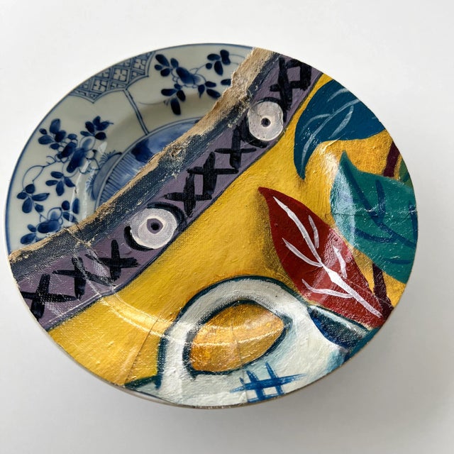 Wall Art Installation: Set of 7 Decorative Plates Layered With a Painting - "Bloomsbury" For Sale - Image 9 of 12