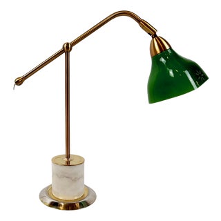 Vintage Brass and Marble Table Lamp from Hustadt Leuchten Arnsberg, 1980s For Sale