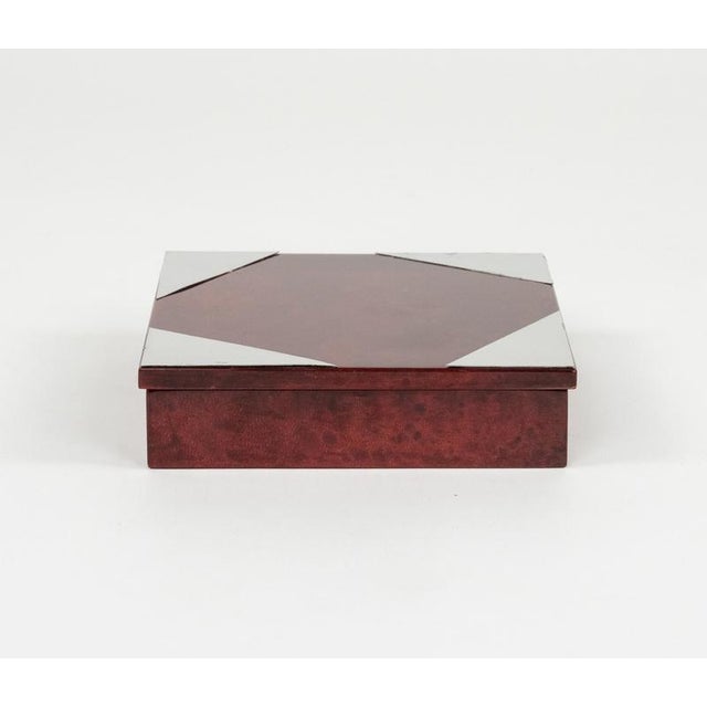 Mid-Century Modern Box in Red Goatskin and Chrome by Aldo Tura, 1960s For Sale - Image 10 of 18