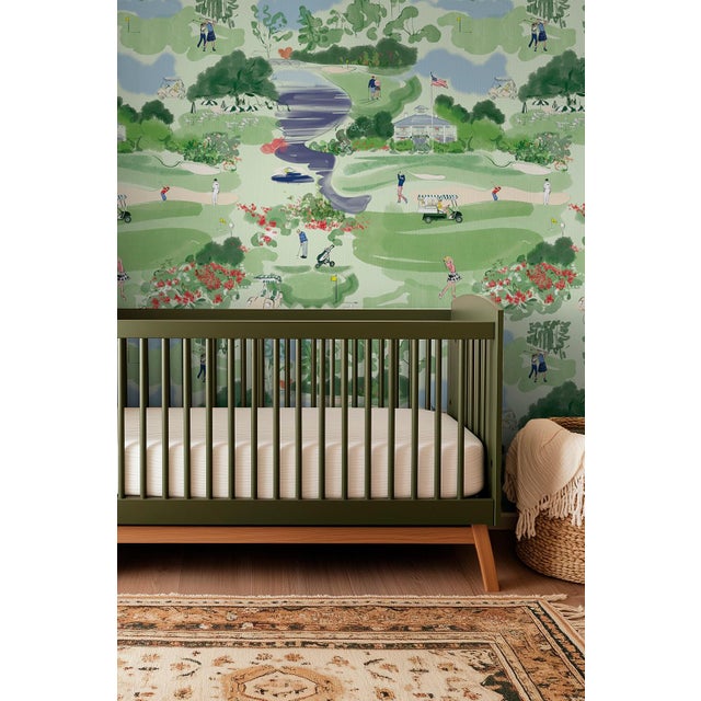 Textile Golf Course Toile Grasscloth Wallpaper by House Party | 6 Yards For Sale - Image 7 of 7