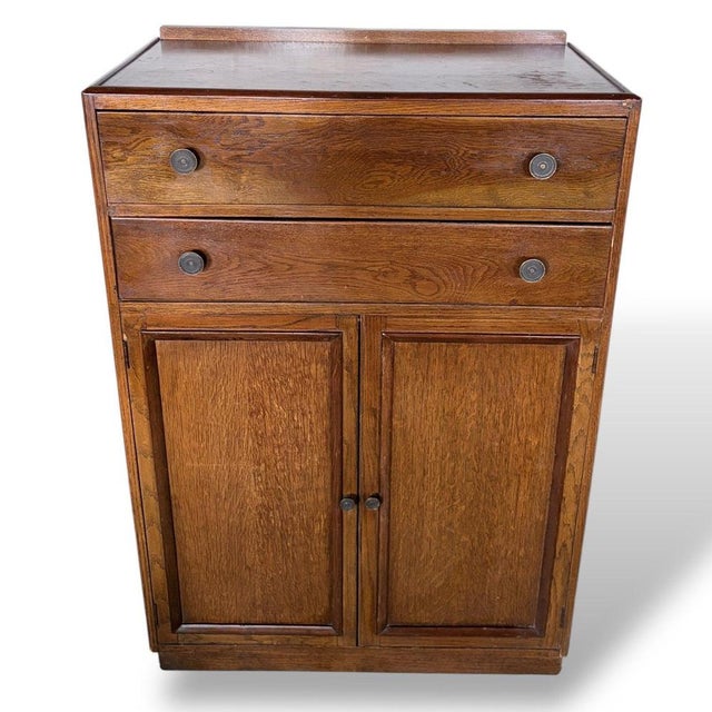 Wood Vintage Arts and Crafts Oak Pantry Cabinet with Drawers, 1950s For Sale - Image 7 of 10