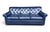 English 1960s Hollywood Regency Navy Blue Button-Tufted Leather Sofa For Sale - Image 3 of 13