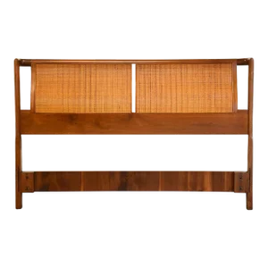 1960s Walnut and Cane Full Headboard by Barney Flagg for Drexel Parallel
