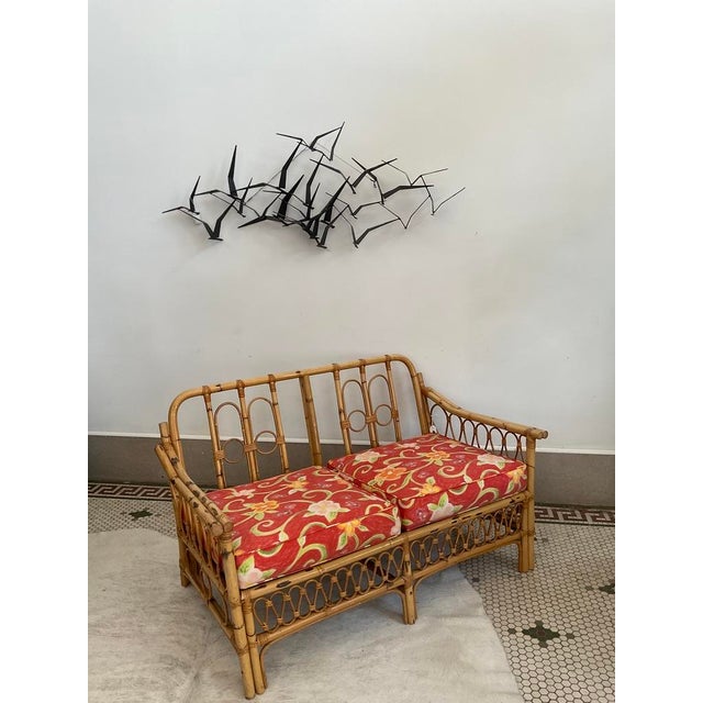 1970s Mid-Century Modern Broyhill Boho Rattan & Bamboo 2-Seater Sofa For Sale - Image 9 of 18