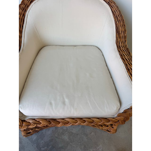 Vintage Coastal Organic Bielecky Brothers–Style Braided Rattan Lounge Chairs For Sale In Miami - Image 6 of 12