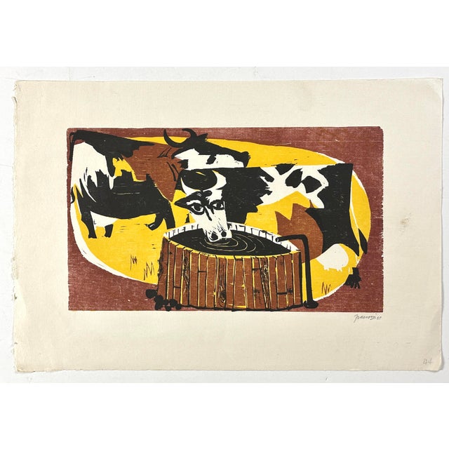 Antonio Frasconi (1919-2013) Summer Pasture Color Woodcut, ca. 1953-1955 Printed for the Society of American Artists, Inc....