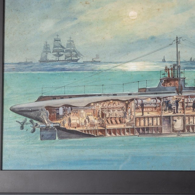 Charles John De Lacy, Warship Illustrations, Late 19th or Early 20th Century, Oil Paintings on Board, Framed, Set of 2 For Sale - Image 9 of 15